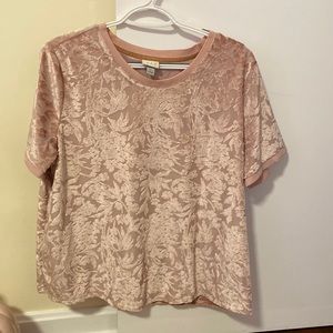 Pink floral velvet top